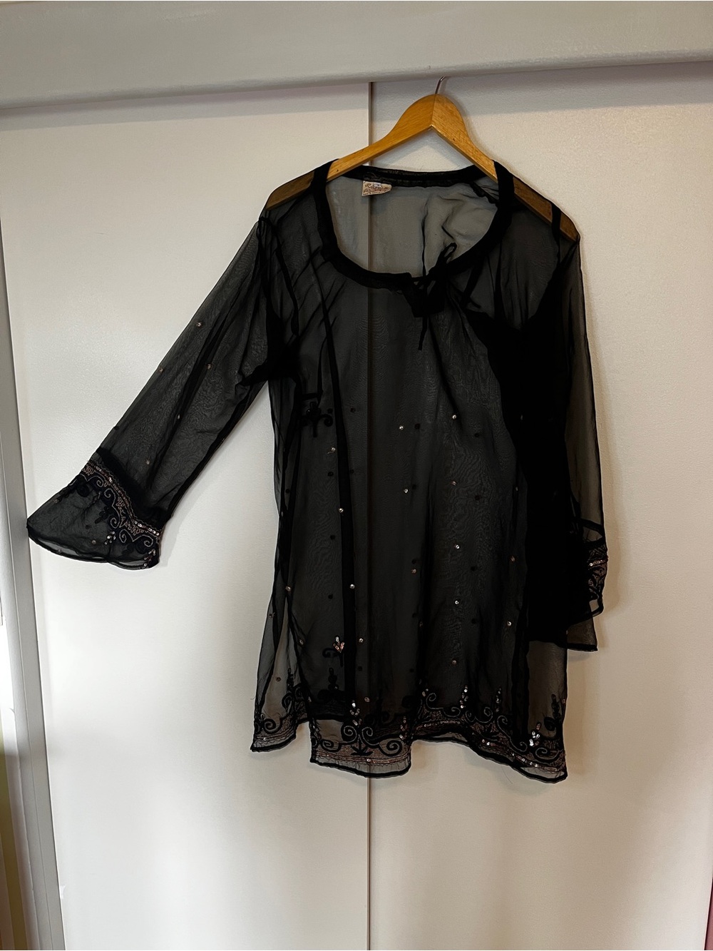 Sheer Swim Coverup - Embellished with Sequins